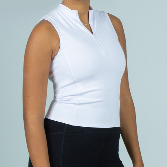 Half Zipper top - Sleeveless (White)