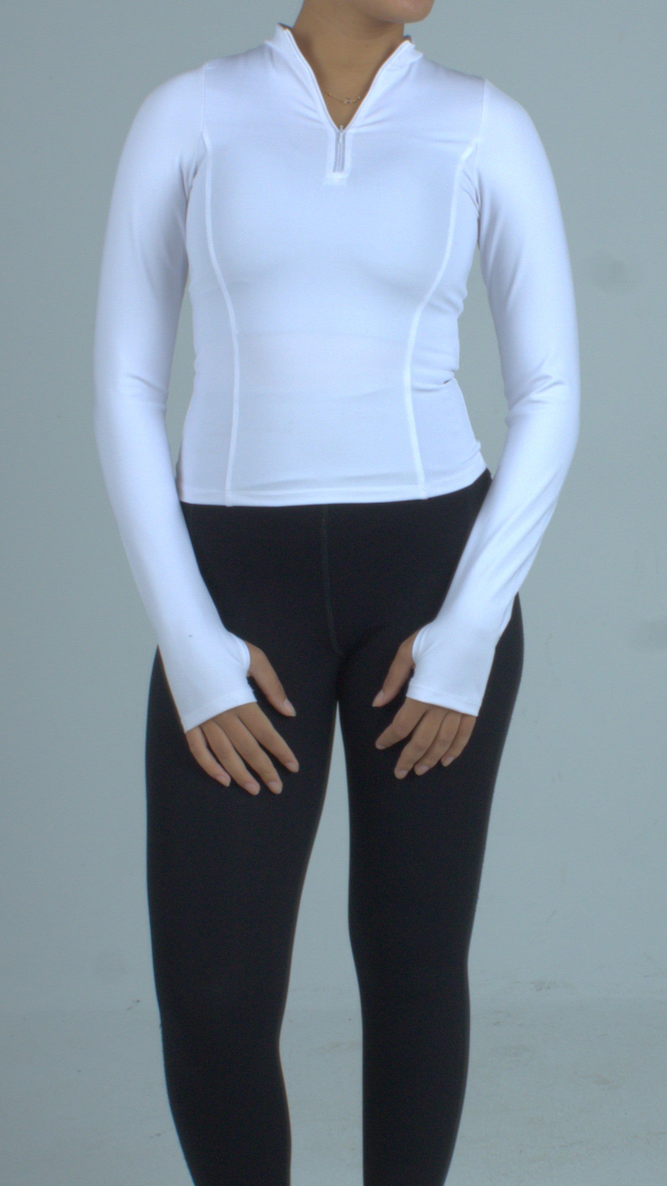 Half Zipper top - Full Sleeve (White)