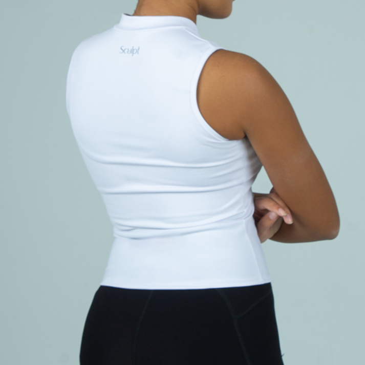 Half Zipper top - Sleeveless (White)