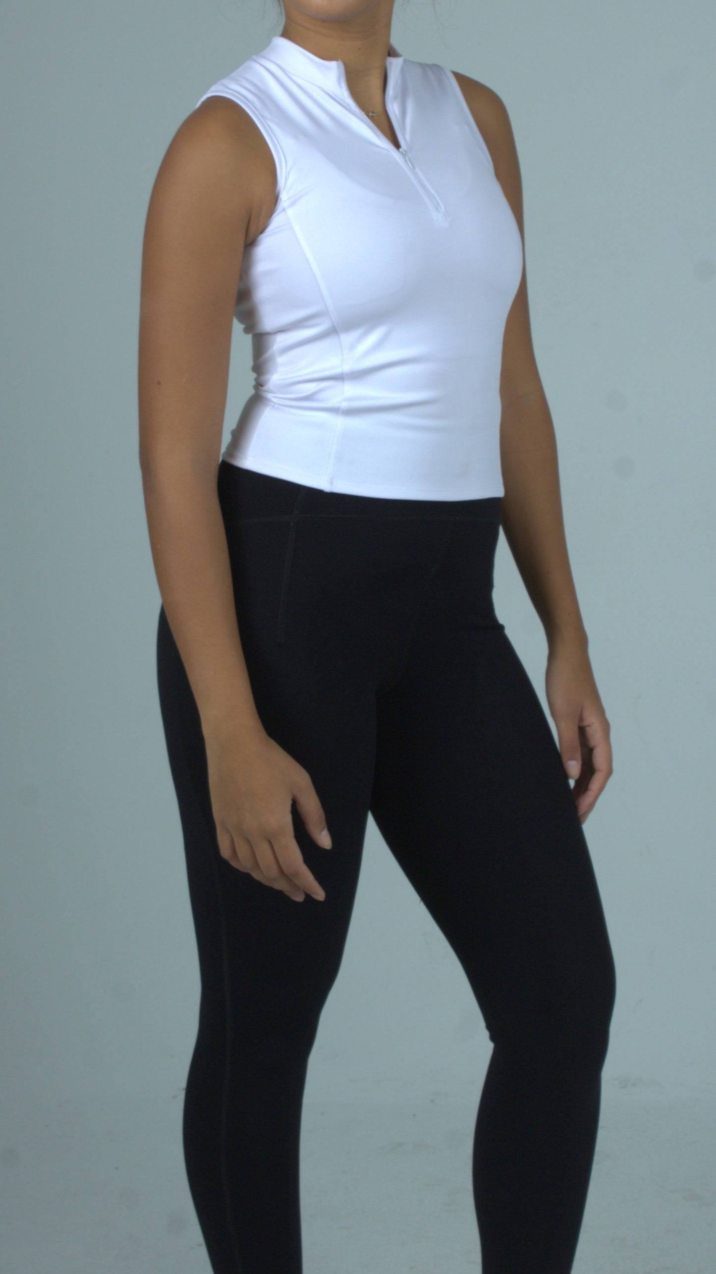 Half Zipper top - Sleeveless (White)