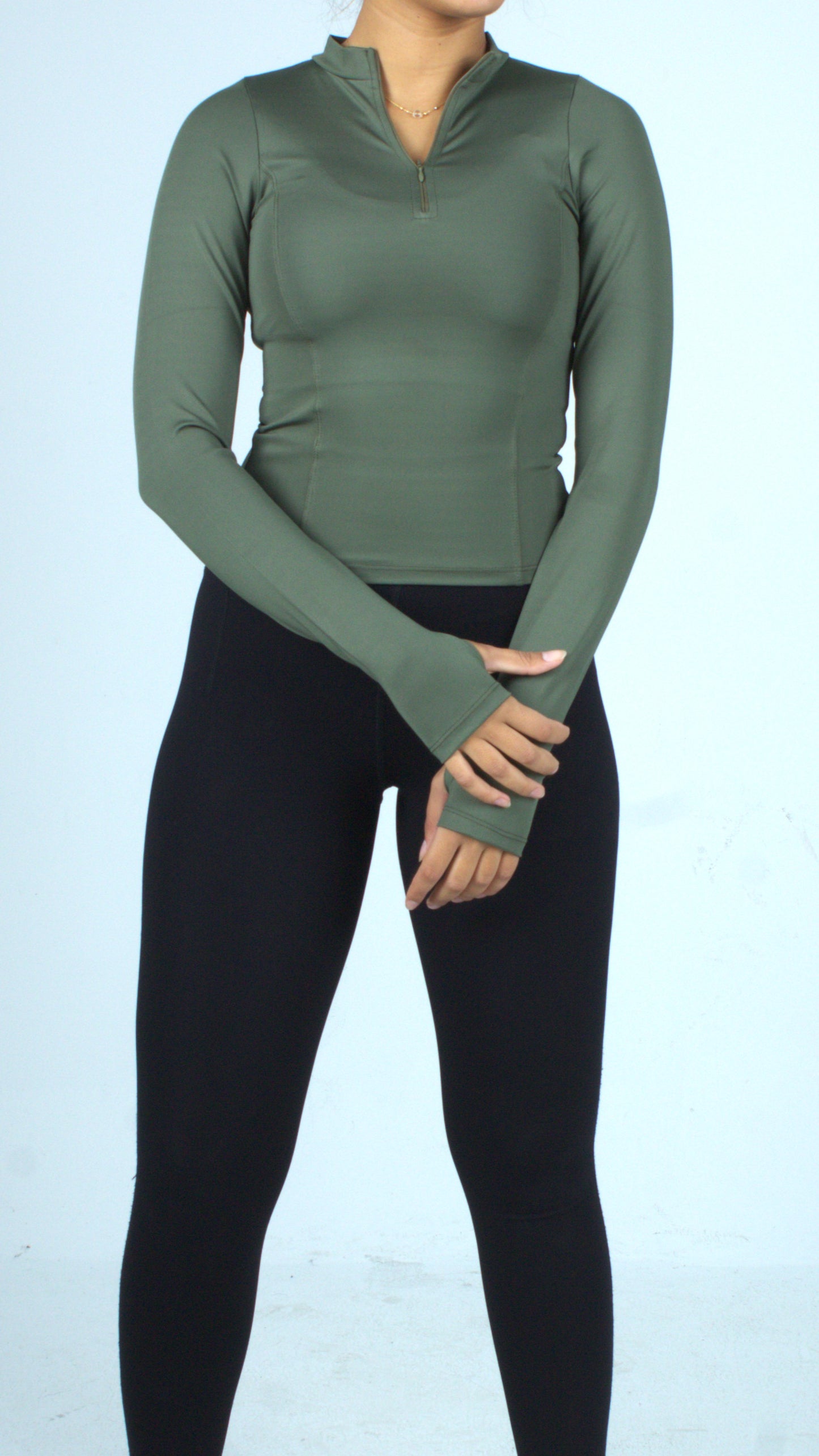Half zipper top - Full sleeve (Olive) NEW