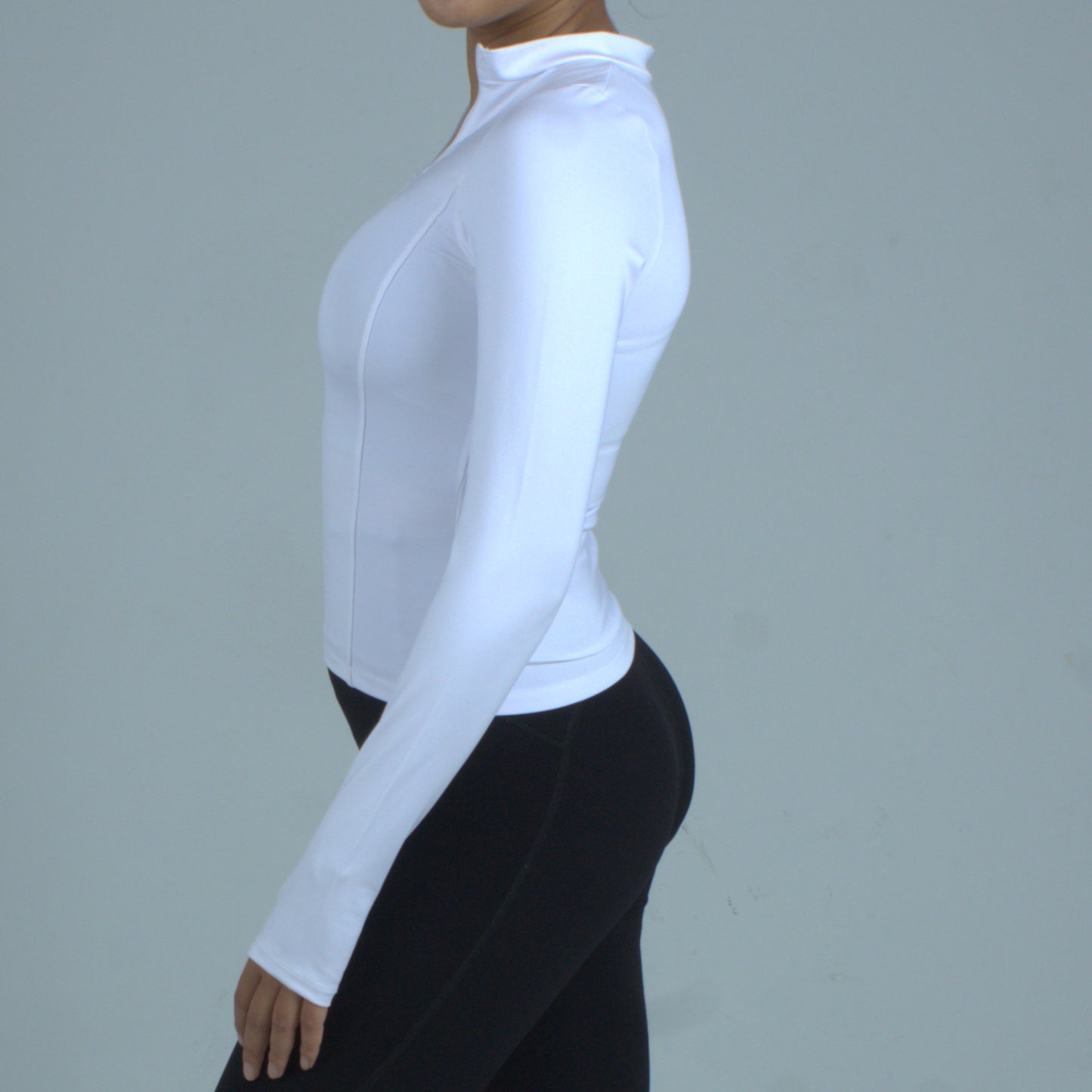 Half Zipper top - Full Sleeve (White)