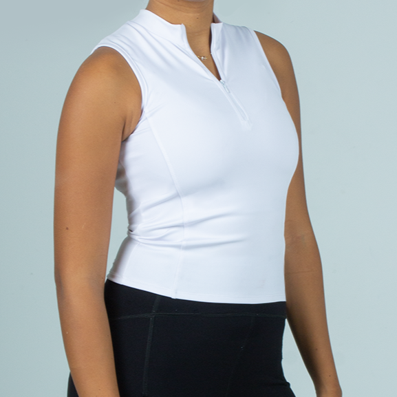 Half Zipper top -  Sleeveless (White)