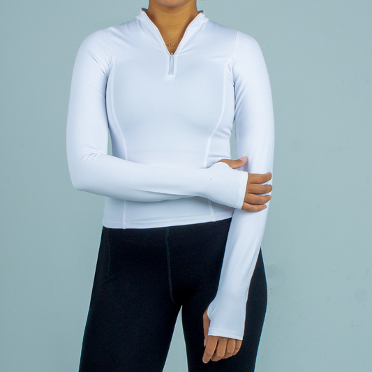 Half Zipper top - Full Sleeve (White)