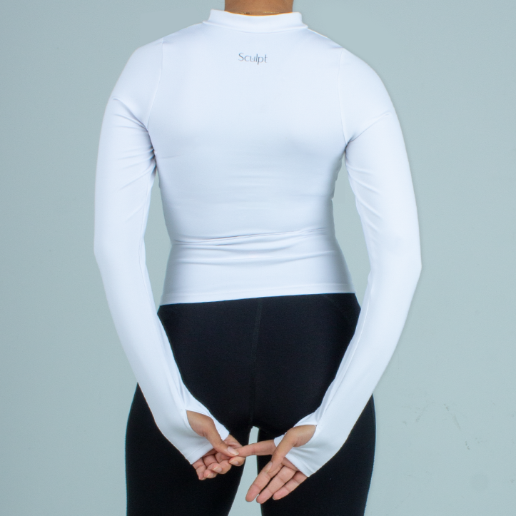 Half Zipper top - Full Sleeve (White)