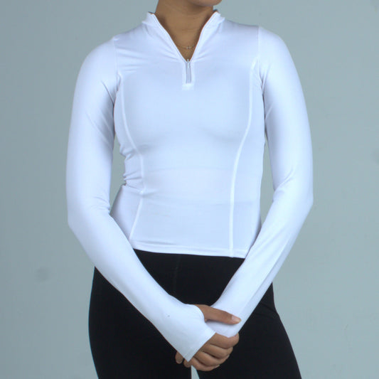 Half Zipper top - Full Sleeve (White)